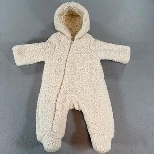 Zara Baby Sherpa Pram Suit Newborn Cream Hooded Footed Romper